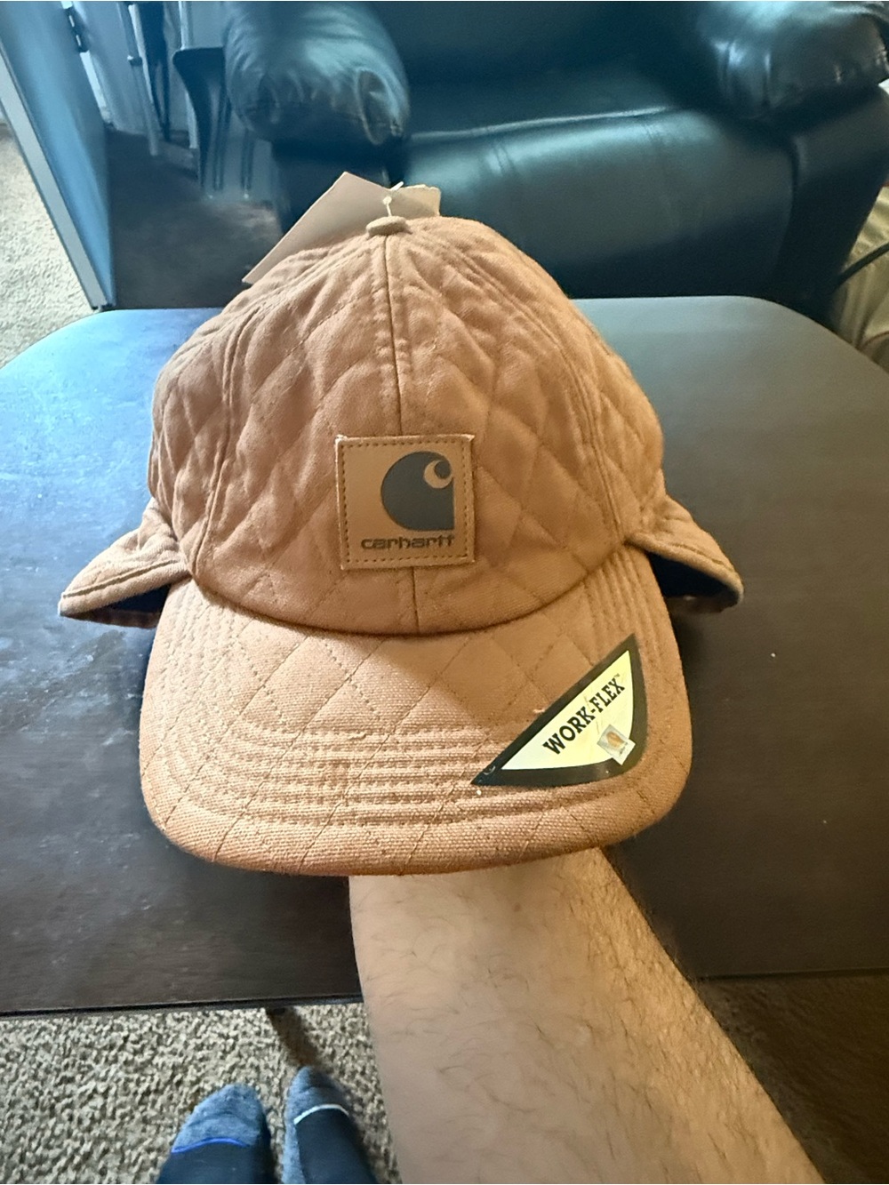 Carhartt Quilted Ear Flip Brown Work-Flex Cap